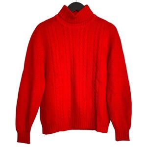 Pendleton Vintage Women's Red Sweater Size 40 Cable Knit Turtleneck 100% Wool